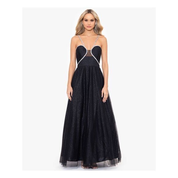 BLONDIE NITES Womens Black Lined Trim Padded Cups Dress Juniors 1 - Picture 1 of 4